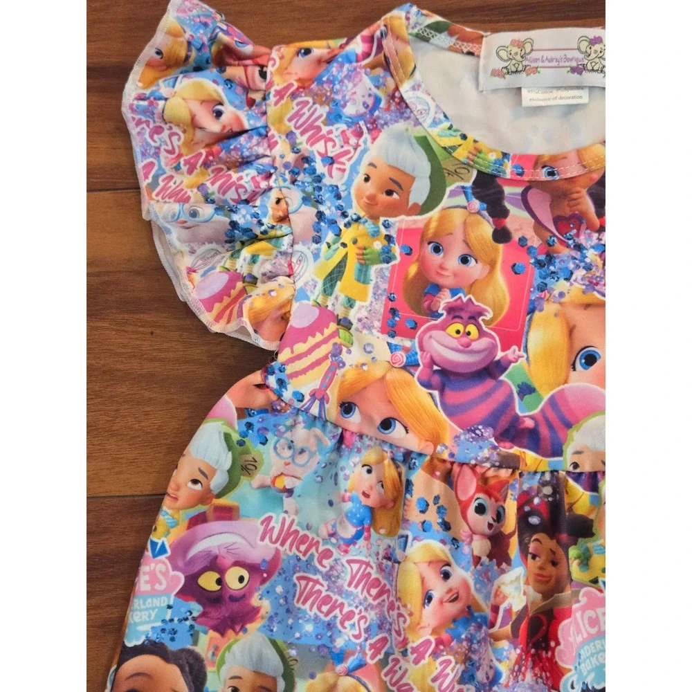 Allison & Aubrey's‎ Bowtique Alice's Wonderland Bakery Flutter Sleeve Dress 4T